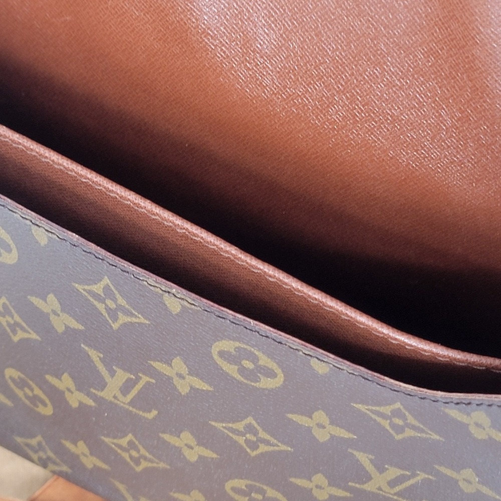 Louis Vuitton Cartouchiere Monogram Canvas Crossbody Bag Vintage Brown Leather - Picture 9 of 16